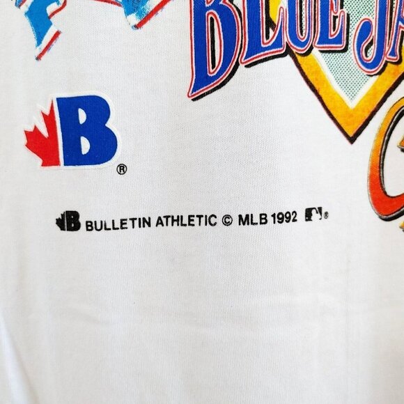 Bulletin Toronto Blue Jays 1992 World Series Single Stitch TShirt Medium Vintage - Picture 2 of 7